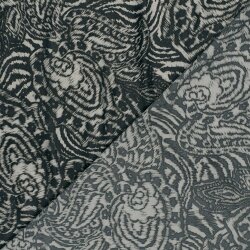 Polyester Satin Samt Paisley Kunst - grau