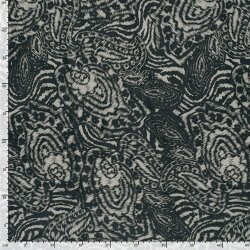 Polyester Satin Samt Paisley Kunst - grau