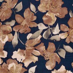 Polyester Satin Samt Blumen - dunkelblau