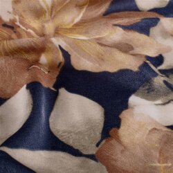 Polyester Satin Samt Blumen - dunkelblau