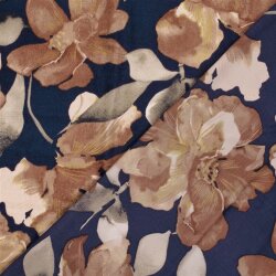Polyester Satin Samt Blumen - dunkelblau