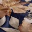Polyester Satin Samt Blumen - dunkelblau