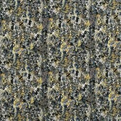 Polyester Satin Samt LEAVES  schwarz