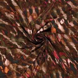 Polyester Satin Samt abstraktes Muster - oliv