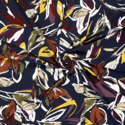 Viskose Jersey Blumen - dunkelblau