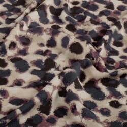 Viskose Jersey Leo Tupfen - beige/aubergine