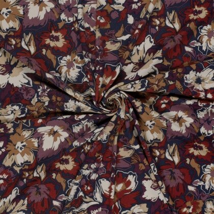Viskose Jersey Blumen - dunkelblau