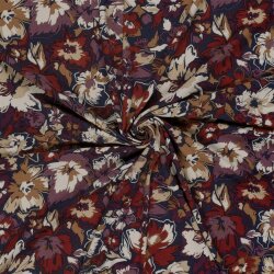 Viskose Jersey Blumen - dunkelblau