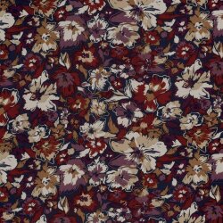 Viskose Jersey Blumen - dunkelblau