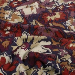 Viskose Jersey Blumen - dunkelblau