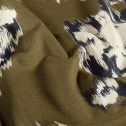 Romanit Jersey "Punta di Roma" verschwommene Blumen - taupegrau
