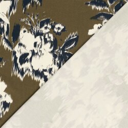 Romanit Jersey "Punta di Roma" verschwommene Blumen - taupegrau