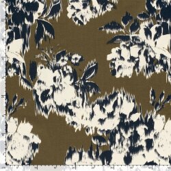 Romanit Jersey "Punta di Roma" verschwommene Blumen - taupegrau