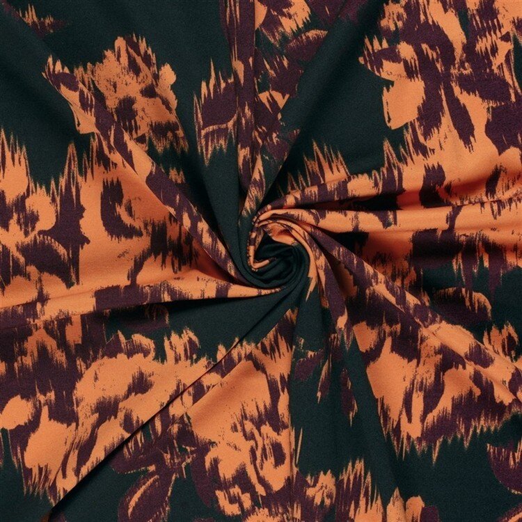 Romanit Jersey "Punta di Roma" verschwommene Blumen - dunkelgrau