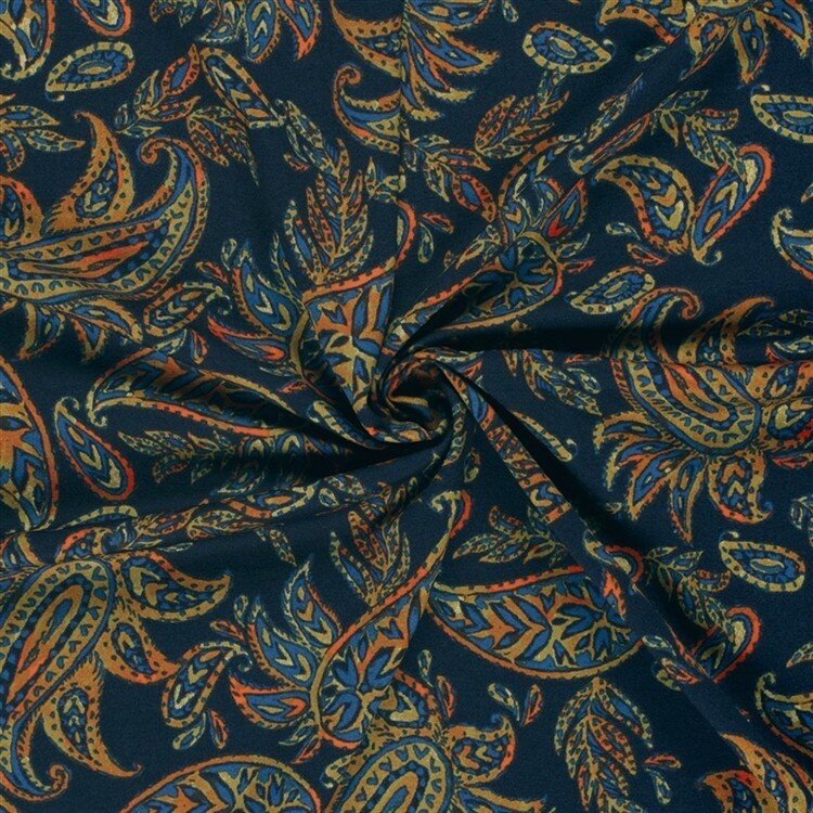 Romanit Jersey "Punta di Roma" Paisley - dunkelblau