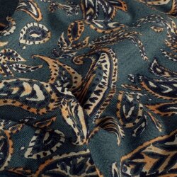 Romanit Jersey "Punta di Roma" Paisley - dunkelgrün