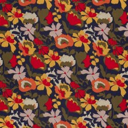 Romanit Jersey "Punta di Roma" Blumen - dunkelblau