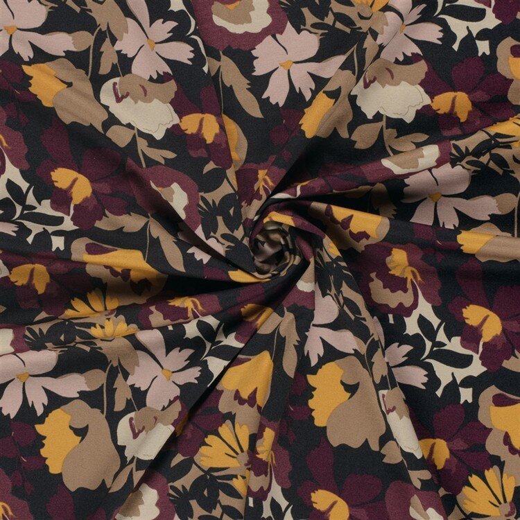 Romanit Jersey "Punta di Roma" Blumen - schwarz