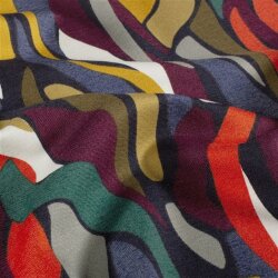Romanit Jersey "Punta di Roma" bunte Streifen - orangerot