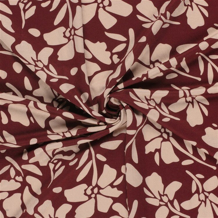 Viskose Nylon Jersey Twill Blumen