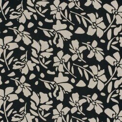 Viskose Nylon Jersey Twill Blumen - schwarz