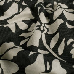 Viskose Nylon Jersey Twill Blumen - schwarz