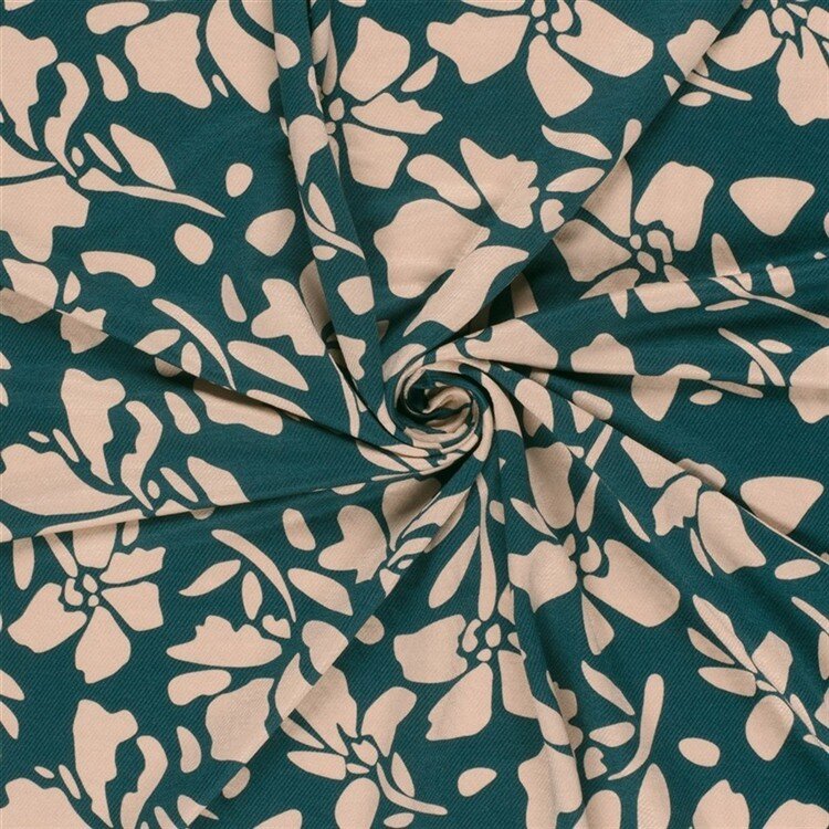 Viskose Nylon Jersey Twill Blumen