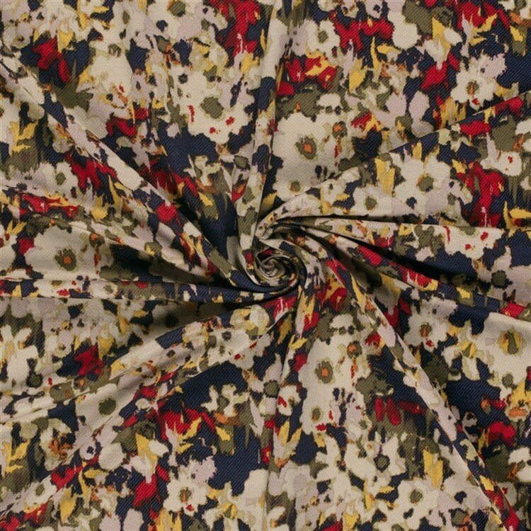 Viskose Nylon Jersey Twill Blumen