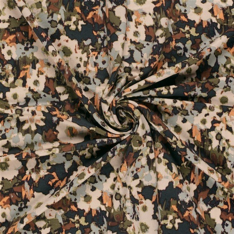 Viskose Nylon Jersey Twill Blumen