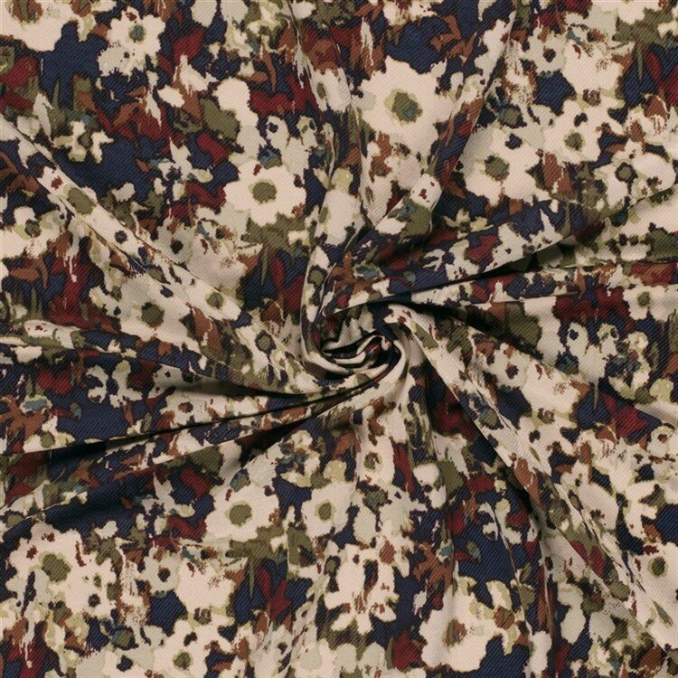 Viskose Nylon Jersey Twill Blumen