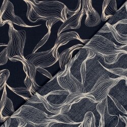 Viskose Crêpe abstrakte Linien - dunkelblau