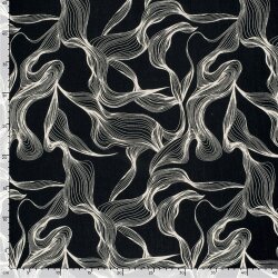 Viskose Crêpe abstrakte Linien - schwarz