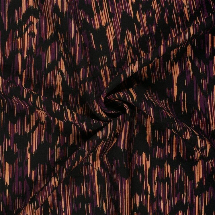Viskose Nylon Crêpe Gestrichelte Muster - aubergine