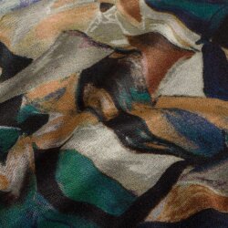 Polyester Viskose Mix gemalte Formen - grün