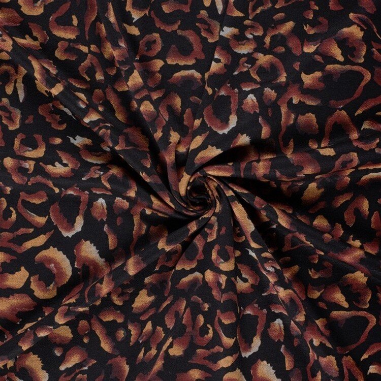 Polyester Viskose Mix Leolook - schwarz/ziegelbraun