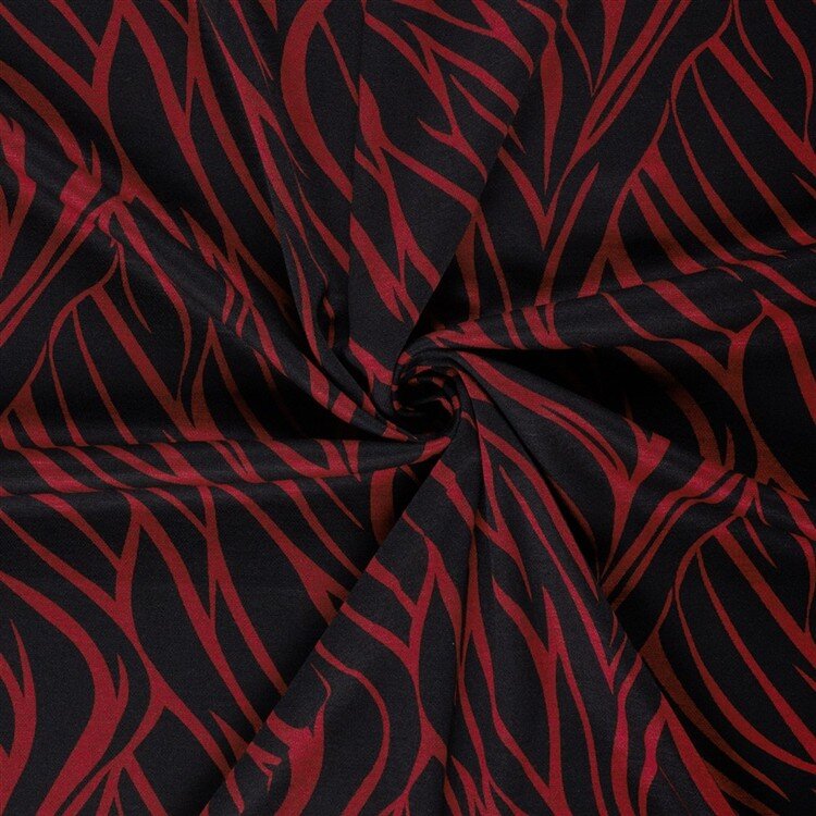 Polyester Viskose Mix Wellen Streifen - dunkelrot