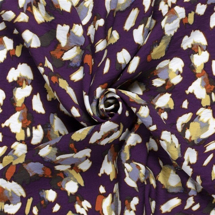 Viskose Nylon Crêpe getupftes Leo - schwarz