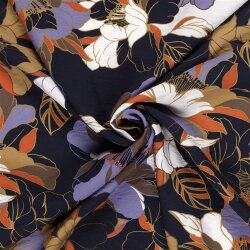 Viskose Nylon Crêpe Blumen - dunkelblau