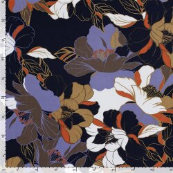 Viskose Nylon Crêpe Blumen - dunkelblau