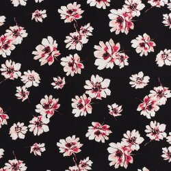 Viskose Nylon Crêpe Blumen schwarz