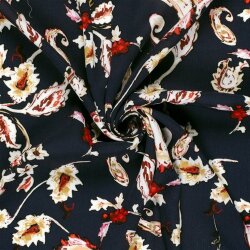 Viskose Crêpe Paisley - dunkelblau