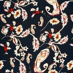 Viskose Crêpe Paisley - dunkelblau