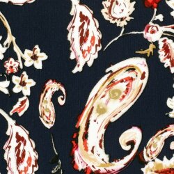 Viskose Crêpe Paisley - dunkelblau