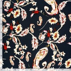 Viskose Crêpe Paisley - dunkelblau