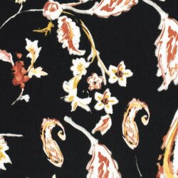 Viskose Crêpe Paisley - schwarz