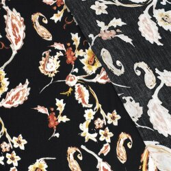 Viskose Crêpe Paisley - schwarz