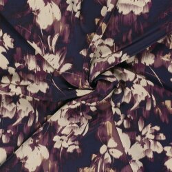 Satin Duchesse Blumen - dunkelblau