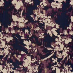 Satin Duchesse Blumen - dunkelblau