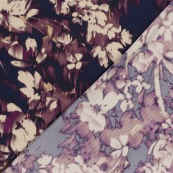Satin Duchesse Blumen - dunkelblau