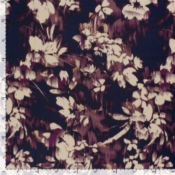 Satin Duchesse Blumen - dunkelblau